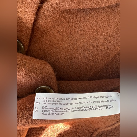 NWT ZARA TURNED UP CUFF KNIT COAT Brown Size M - Picture 7 of 14